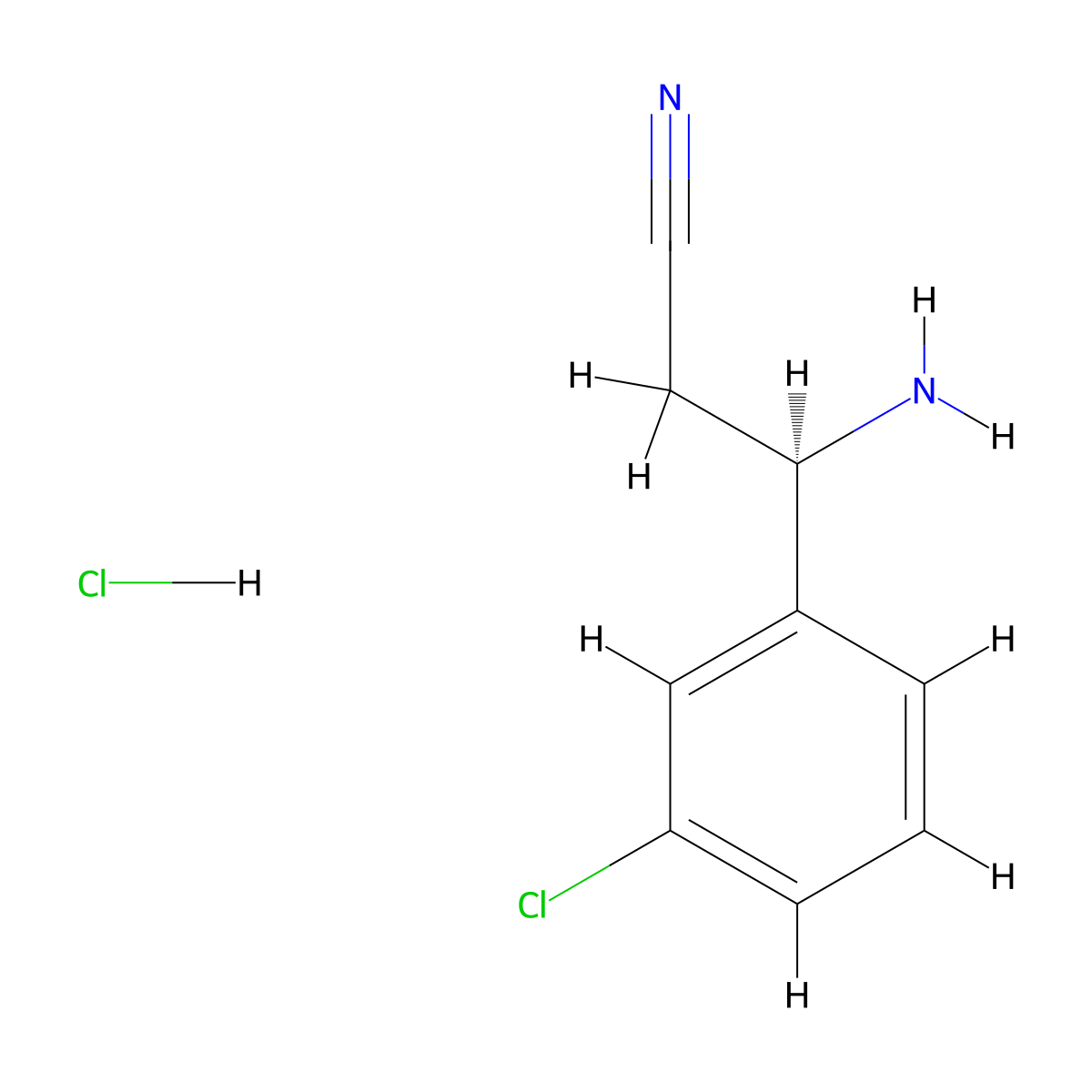 (R)-3-Amino-3-(3-chlorophenyl)propanenitrile hydrochloride molecular structure, CAS 2708340-74-1