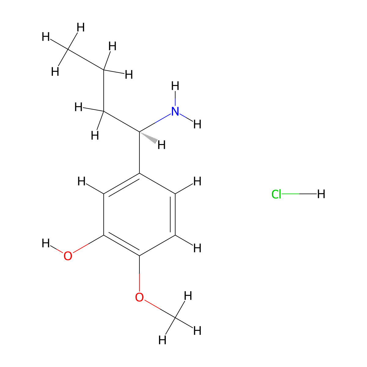 (R)-5-(1-Aminobutyl)-2-methoxyphenol hydrochloride molecular structure, CAS 2708340-77-4