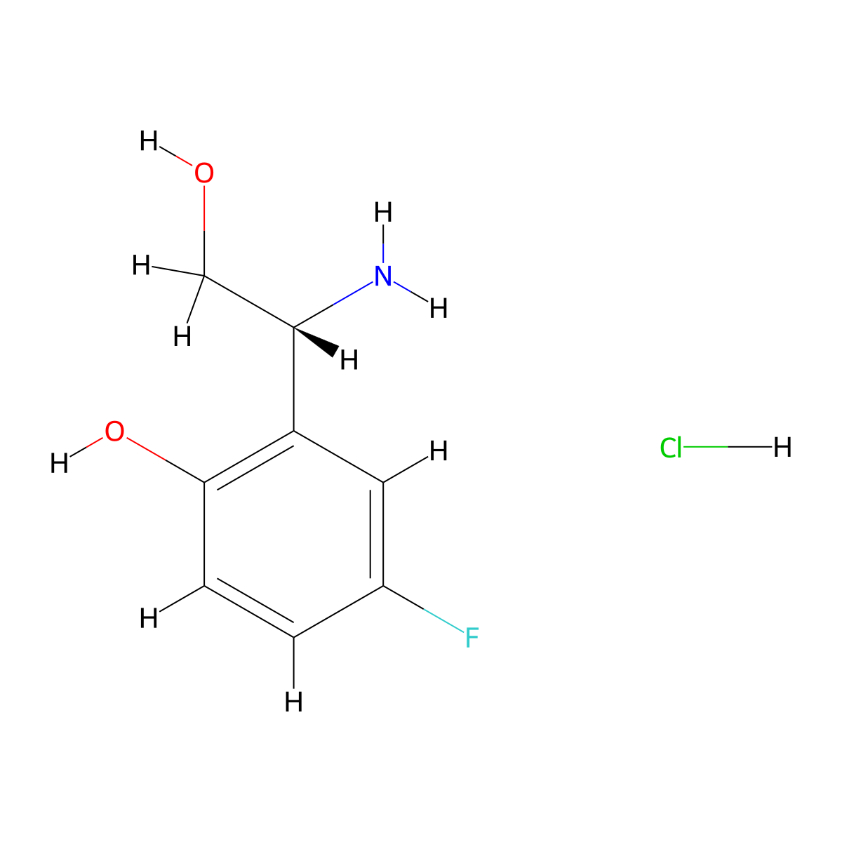 (R)-2-(1-Amino-2-hydroxyethyl)-4-fluorophenol hydrochloride molecular structure, CAS 2708340-82-1