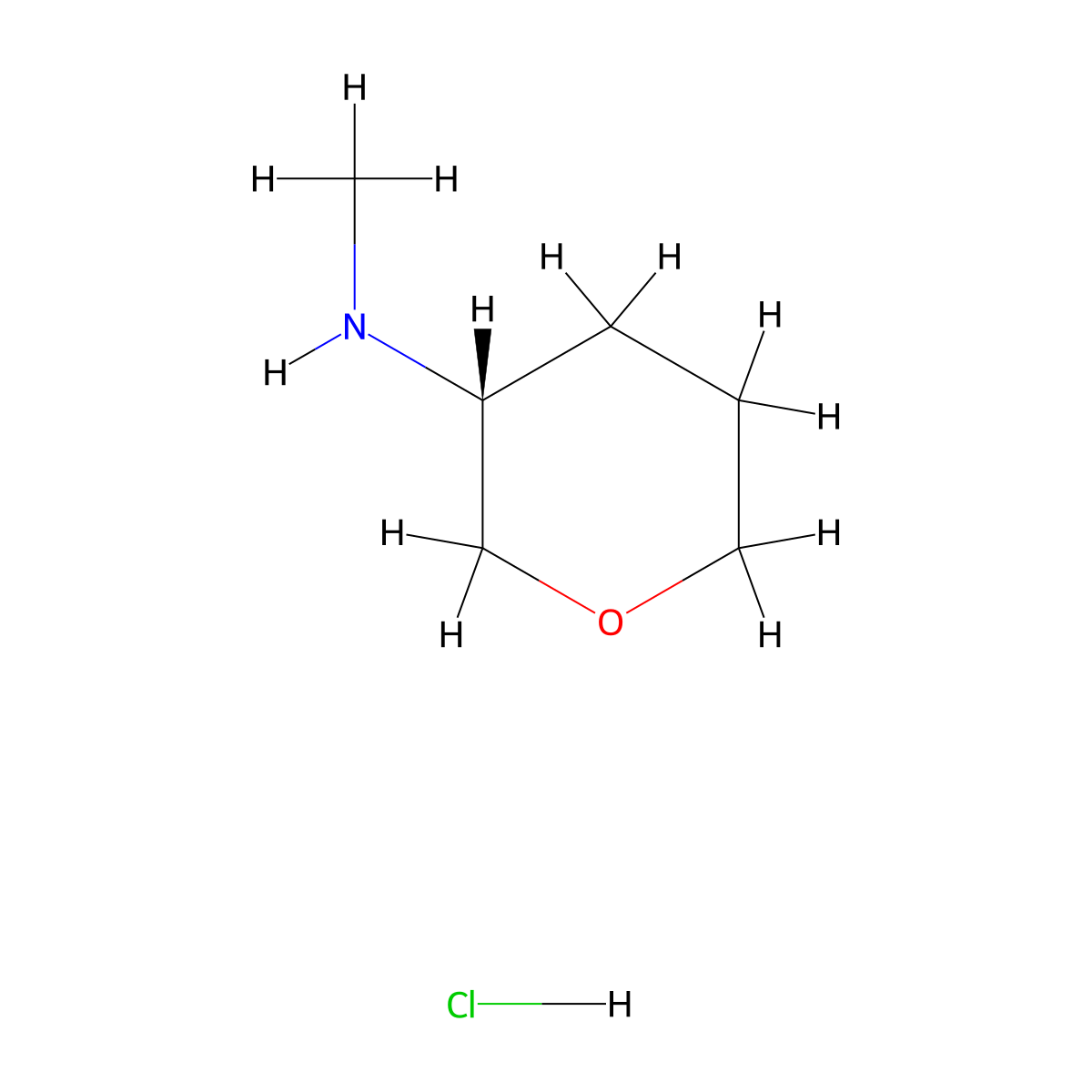 (3R)-N-methyltetrahydropyran-3-amine;hydrochloride molecular structure, CAS 2708341-16-4