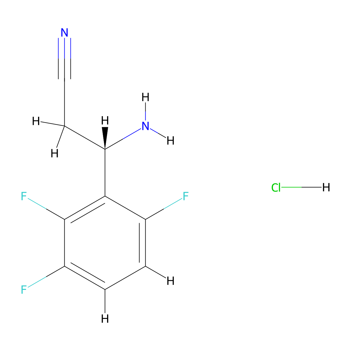 (S)-3-Amino-3-(2,3,6-trifluorophenyl)propanenitrile hydrochloride molecular structure, CAS 2708341-17-5