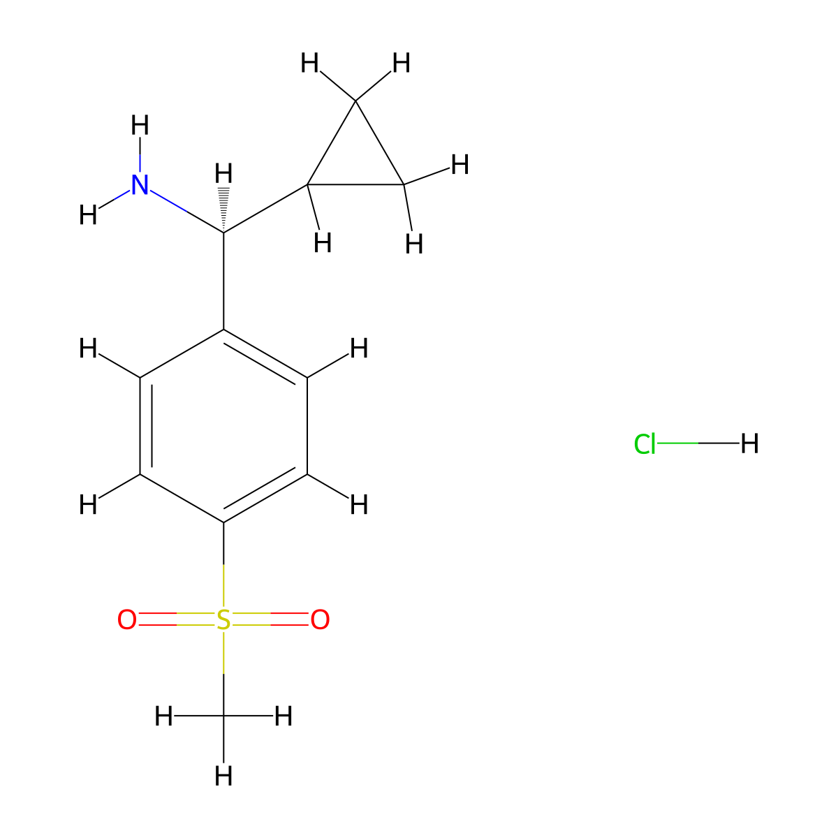 (S)-Cyclopropyl(4-(methylsulfonyl)phenyl)methanamine hydrochloride molecular structure, CAS 2708341-45-9
