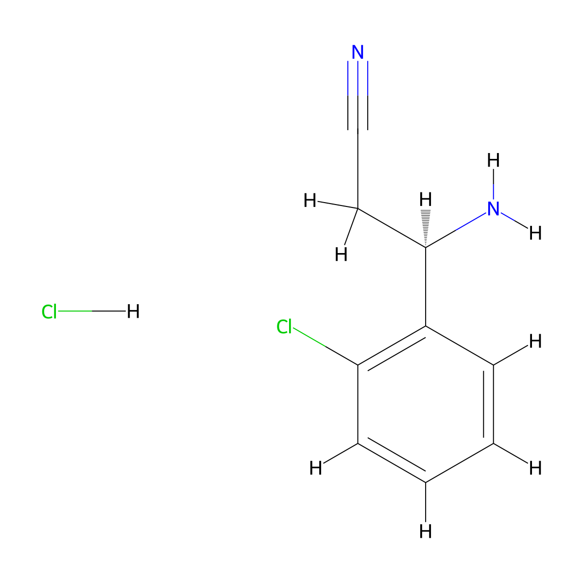 (R)-3-Amino-3-(2-chlorophenyl)propanenitrile hydrochloride molecular structure, CAS 2708341-47-1
