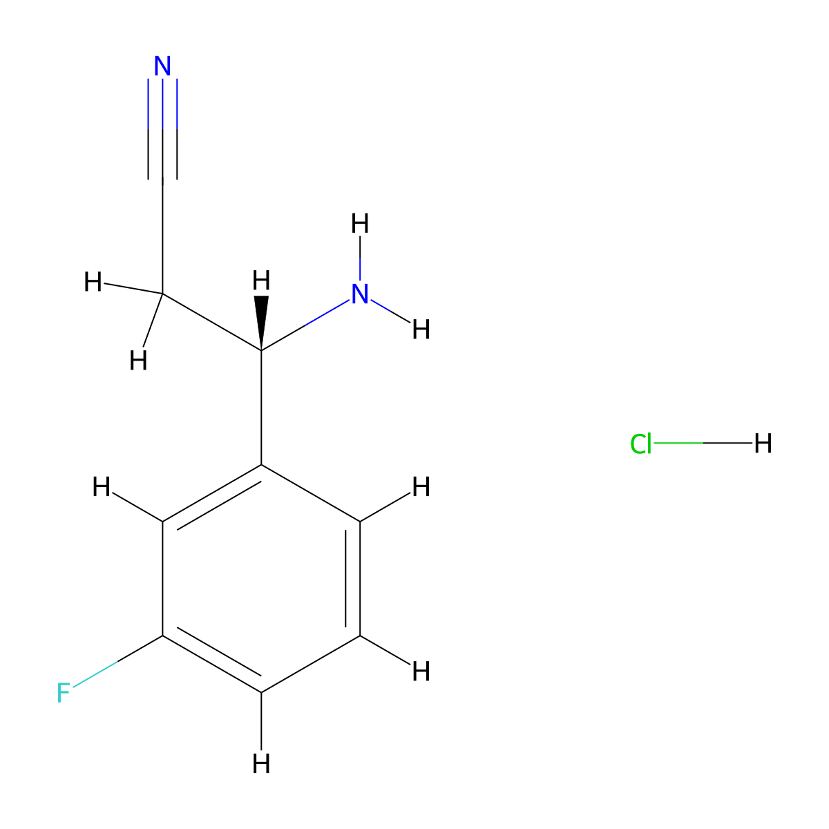 (S)-3-Amino-3-(3-fluorophenyl)propanenitrile hydrochloride molecular structure, CAS 2708341-57-3