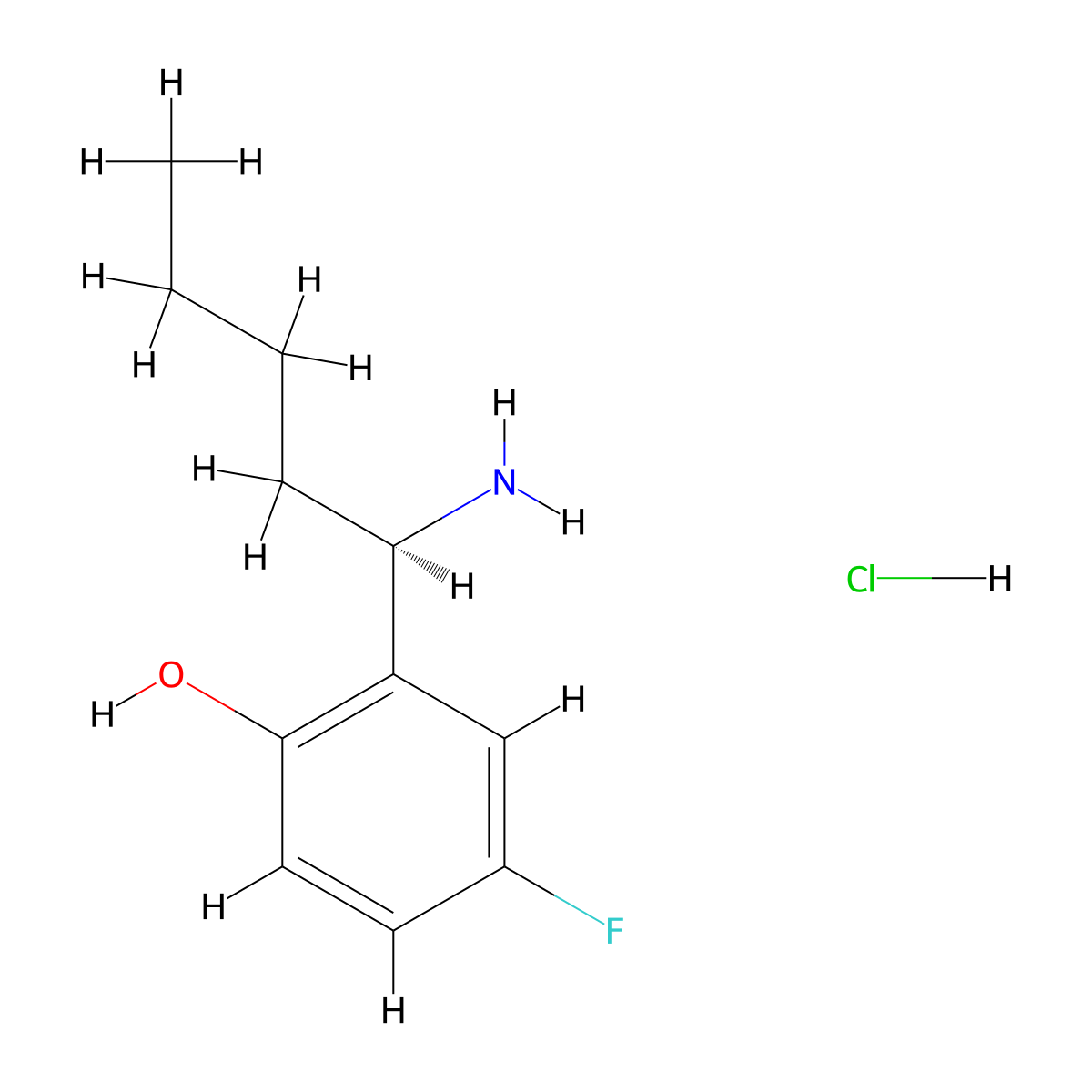 (R)-2-(1-Aminopentyl)-4-fluorophenol hydrochloride molecular structure, CAS 2708341-60-8