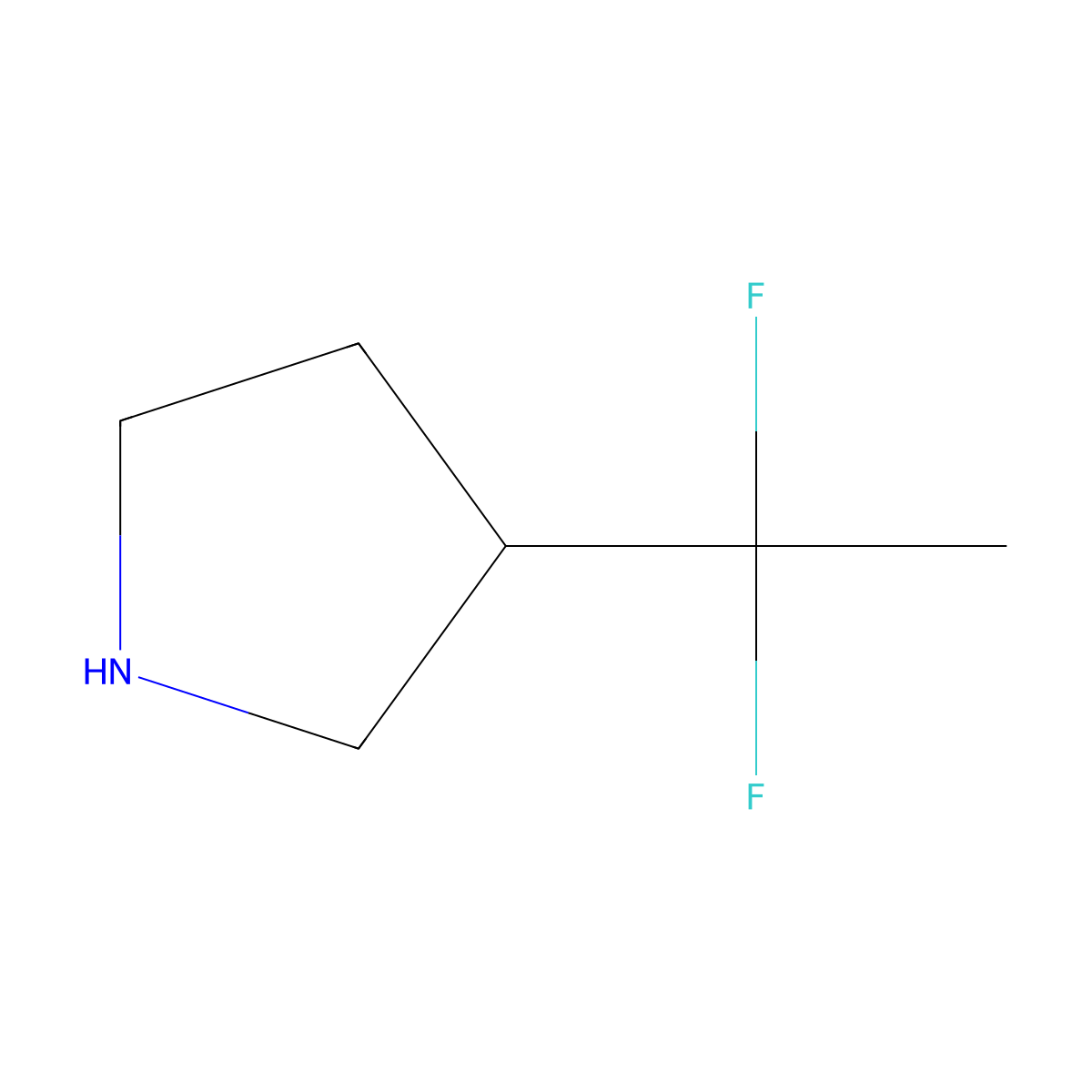 (R)-3-(1,1-Difluoroethyl)pyrrolidine molecular structure, CAS 2708341-80-2