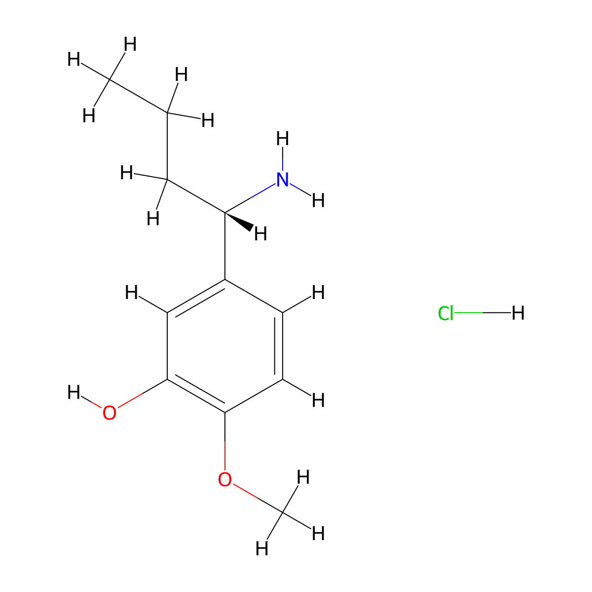(S)-5-(1-Aminobutyl)-2-methoxyphenol hydrochloride molecular structure, CAS 2708341-86-8