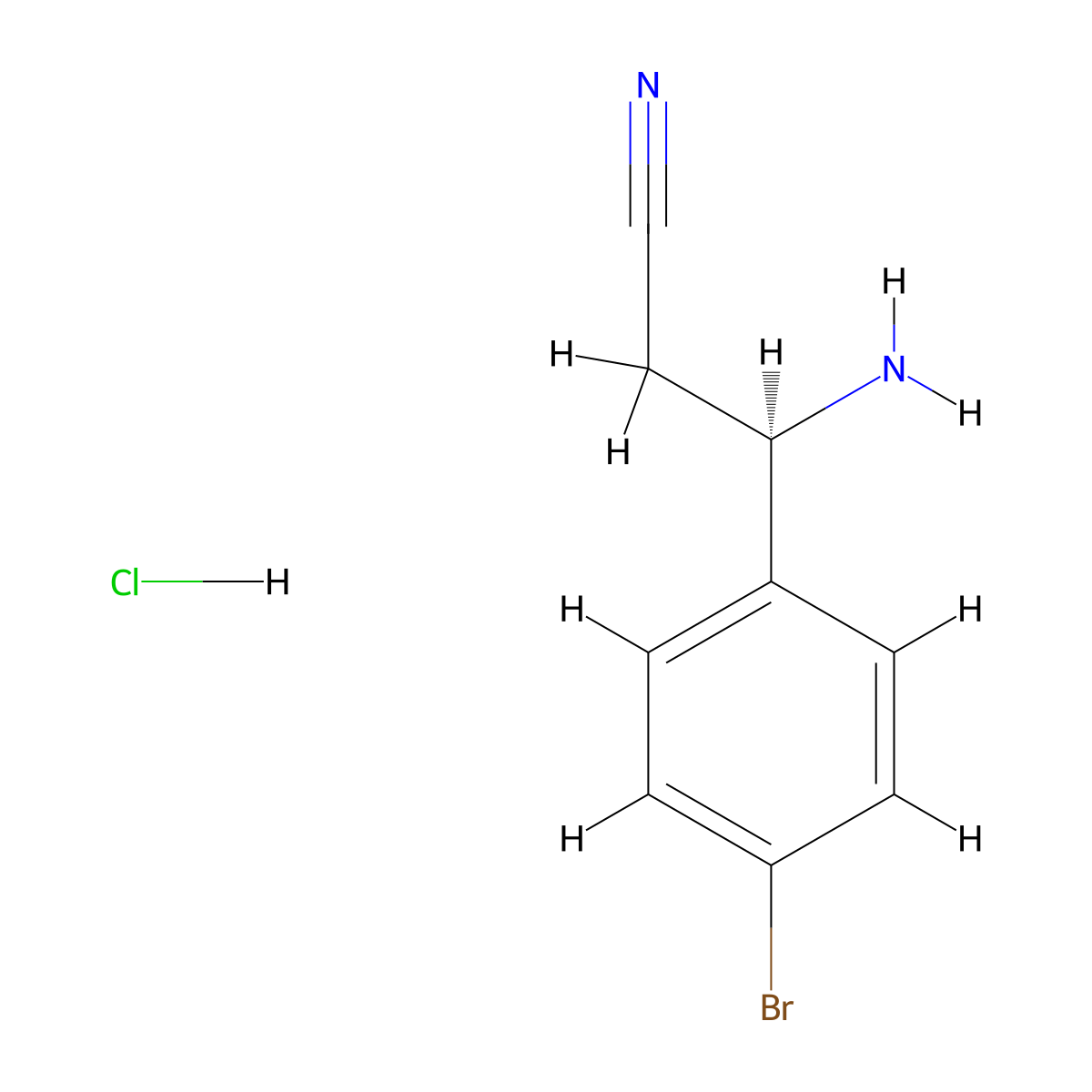 (R)-3-Amino-3-(4-bromophenyl)propanenitrile hydrochloride molecular structure, CAS 2708341-89-1