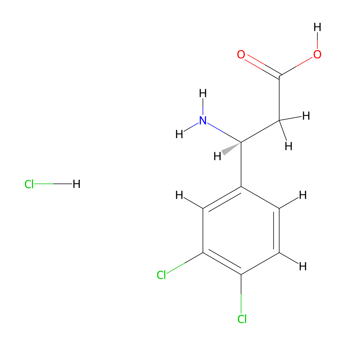 (3S)-3-Amino-3-(3,4-dichlorophenyl)propanoic acid hydrochloride molecular structure, CAS 2708342-07-6