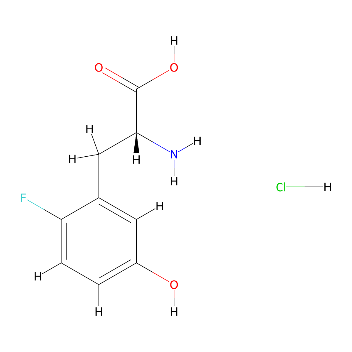 (R)-2-Amino-3-(2-fluoro-5-hydroxyphenyl)propanoic acid hydrochloride molecular structure, CAS 2708342-10-1