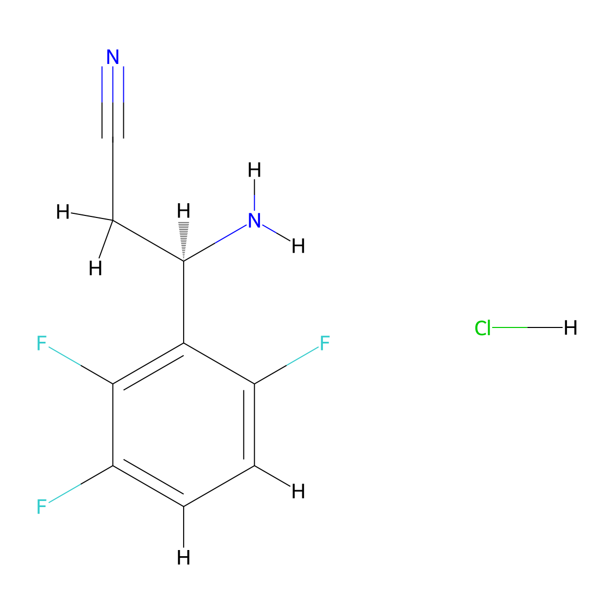 (R)-3-Amino-3-(2,3,6-trifluorophenyl)propanenitrile hydrochloride molecular structure, CAS 2708342-15-6