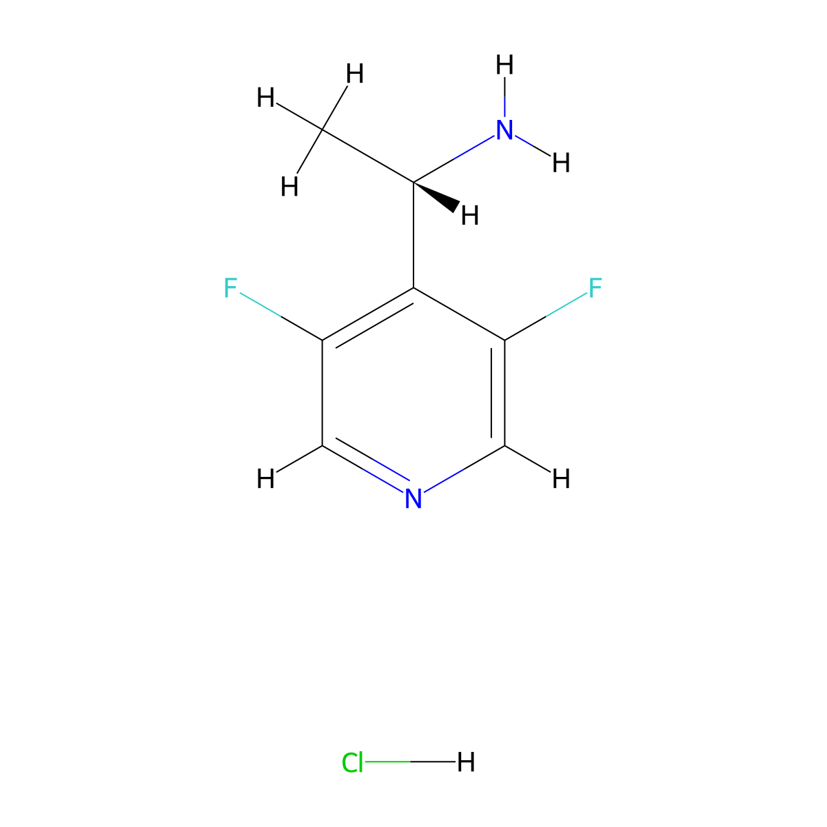 (S)-1-(3,5-difluoropyridin-4-yl)ethan-1-amine hydrochloride molecular structure, CAS 2708342-22-5