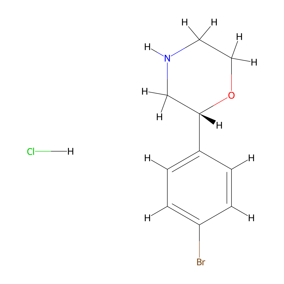 (2R)-2-(4-bromophenyl)morpholine hydrochloride molecular structure, CAS 2708342-23-6
