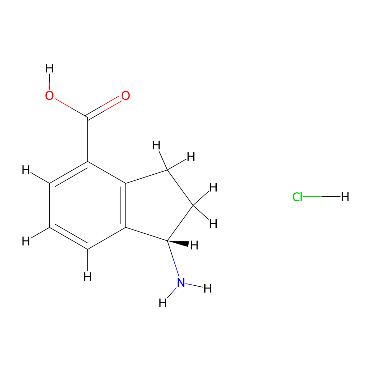 (1S)-1-Amino-2,3-dihydro-1H-indene-4-carboxylic acid hydrochloride molecular structure, CAS 2708342-25-8