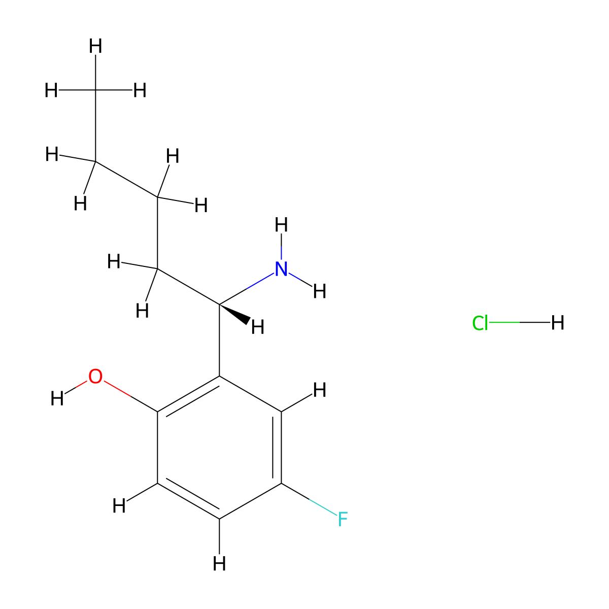 (S)-2-(1-Aminopentyl)-4-fluorophenol hydrochloride molecular structure, CAS 2708342-30-5