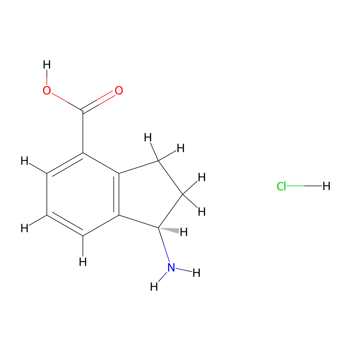 (1R)-1-Amino-2,3-dihydro-1H-indene-4-carboxylic acid hydrochloride molecular structure, CAS 2708342-33-8