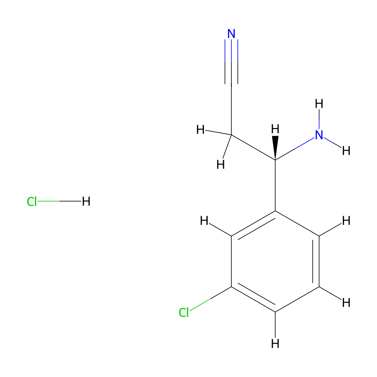 (S)-3-Amino-3-(3-chlorophenyl)propanenitrile hydrochloride molecular structure, CAS 2708342-49-6