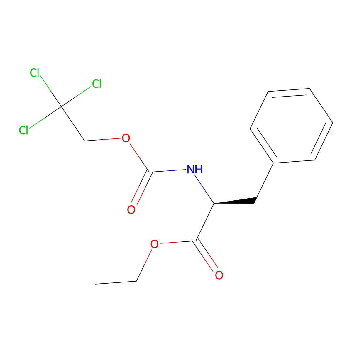 Ethyl (2S)-3-phenyl-2-{[(2,2,2-trichloroethoxy)carbonyl]aminopropanoate molecular structure, CAS 2708342-59-8