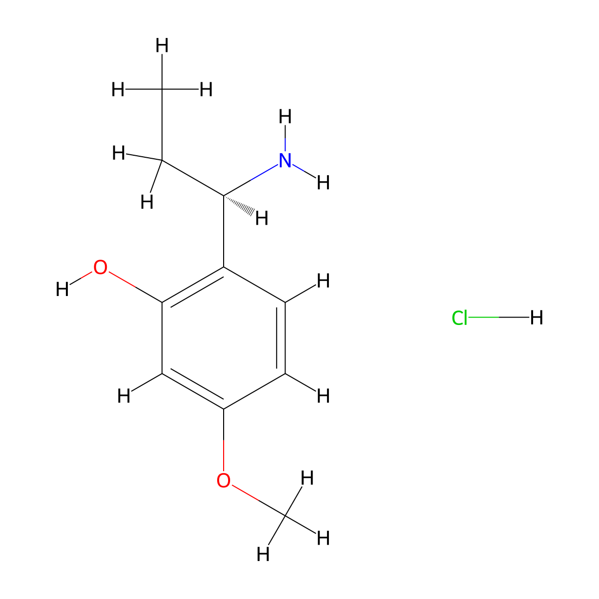 (R)-2-(1-Aminopropyl)-5-methoxyphenol hydrochloride molecular structure, CAS 2708342-70-3