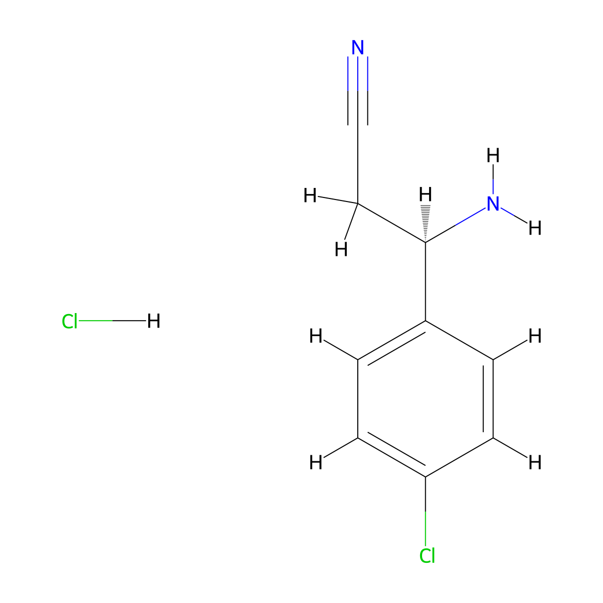 (R)-3-Amino-3-(4-chlorophenyl)propanenitrile hydrochloride molecular structure, CAS 2708342-98-5