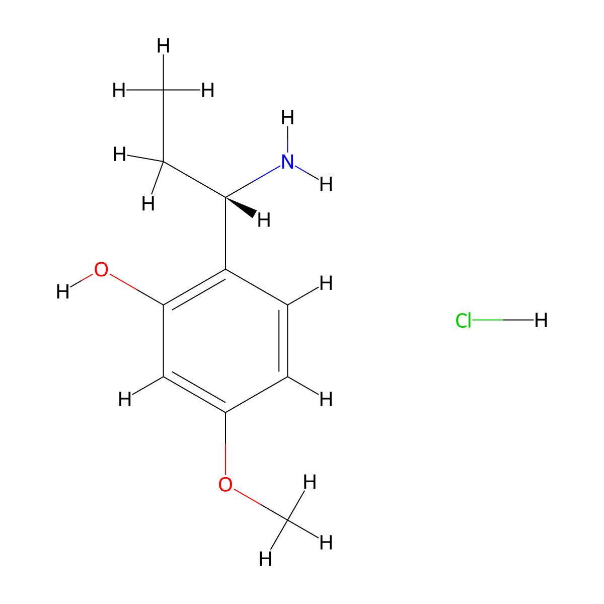 (S)-2-(1-Aminopropyl)-5-methoxyphenol hydrochloride molecular structure, CAS 2708343-00-2