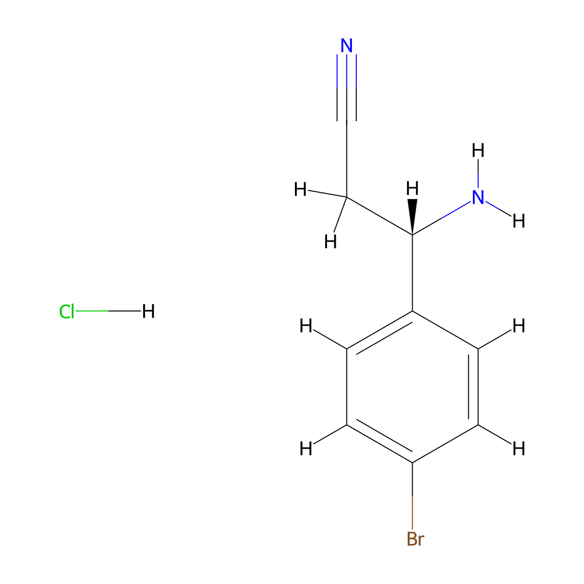 (S)-3-Amino-3-(4-bromophenyl)propanenitrile hydrochloride molecular structure, CAS 2708343-16-0