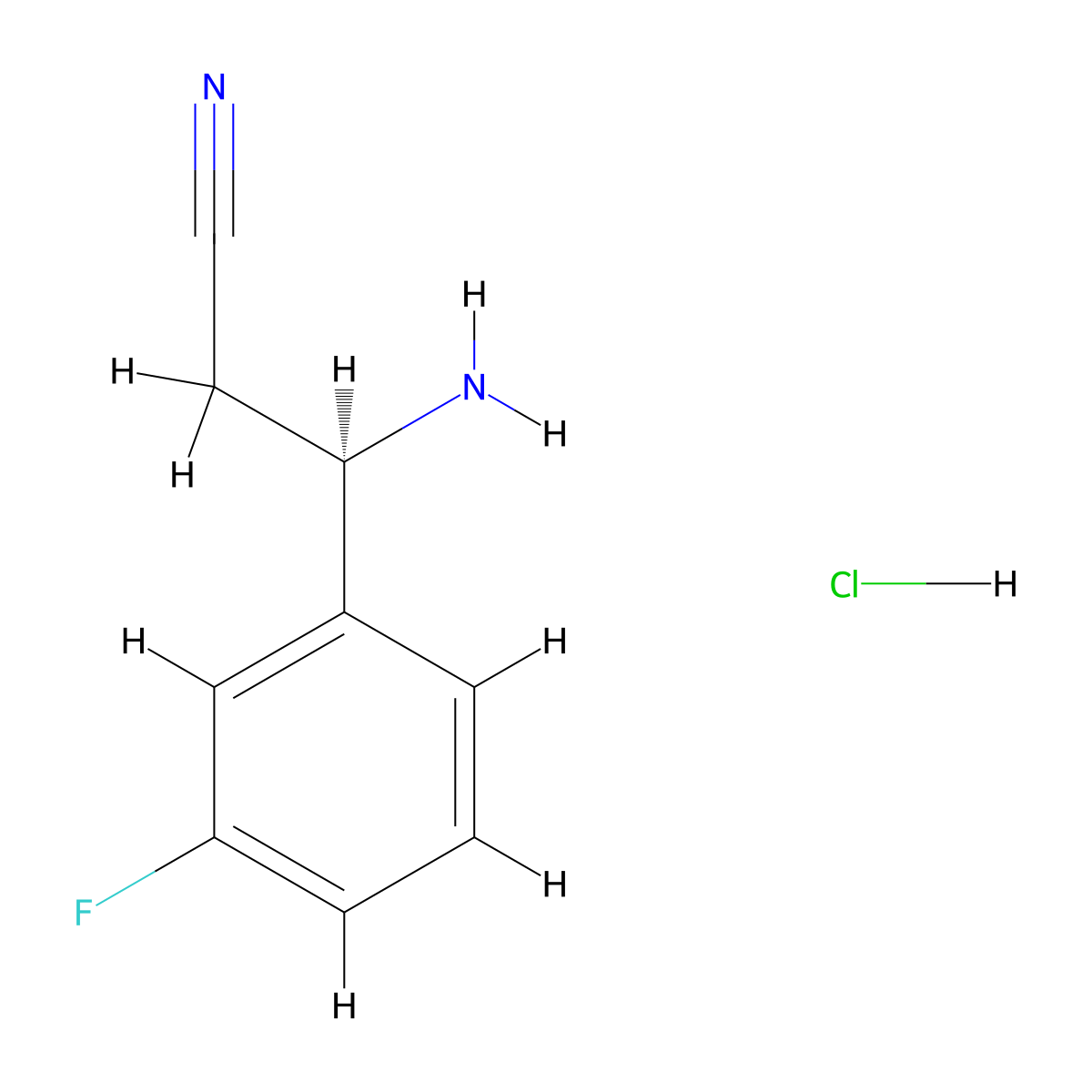 (R)-3-Amino-3-(3-fluorophenyl)propanenitrile hydrochloride molecular structure, CAS 2708343-28-4