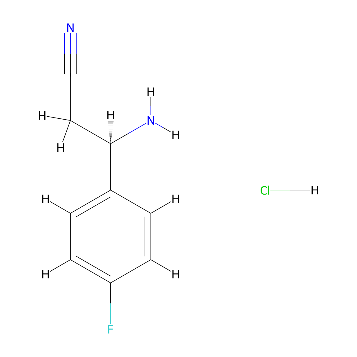 (R)-3-Amino-3-(4-fluorophenyl)propanenitrile hydrochloride molecular structure, CAS 2708343-47-7