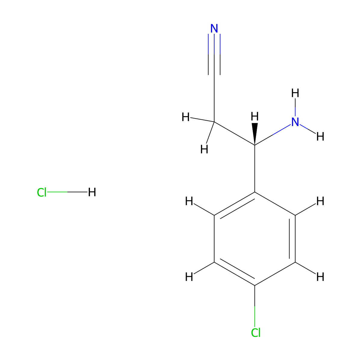 (S)-3-Amino-3-(4-chlorophenyl)propanenitrile hydrochloride molecular structure, CAS 2708343-72-8