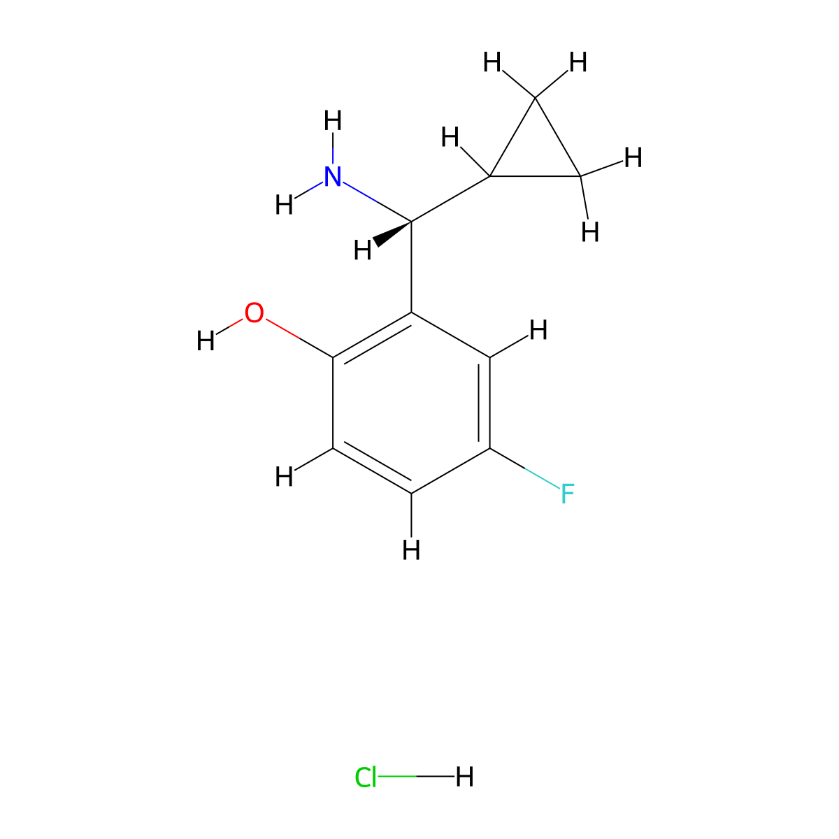 (R)-2-(Amino(cyclopropyl)methyl)-4-fluorophenol hydrochloride molecular structure, CAS 2708343-73-9