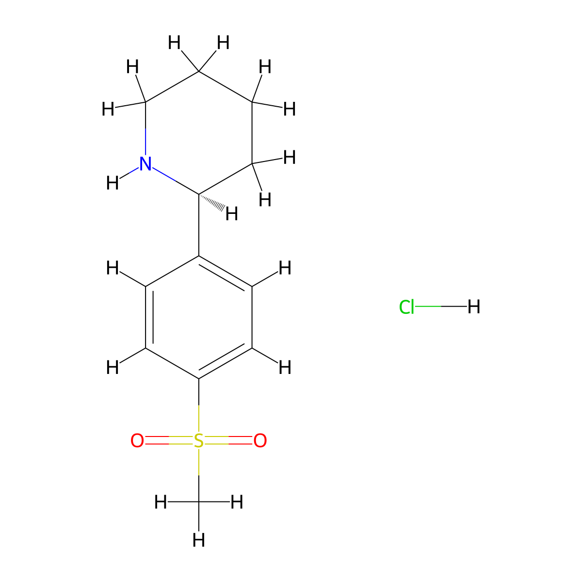 (S)-2-(4-(Methylsulfonyl)phenyl)piperidine hydrochloride molecular structure, CAS 2708343-74-0