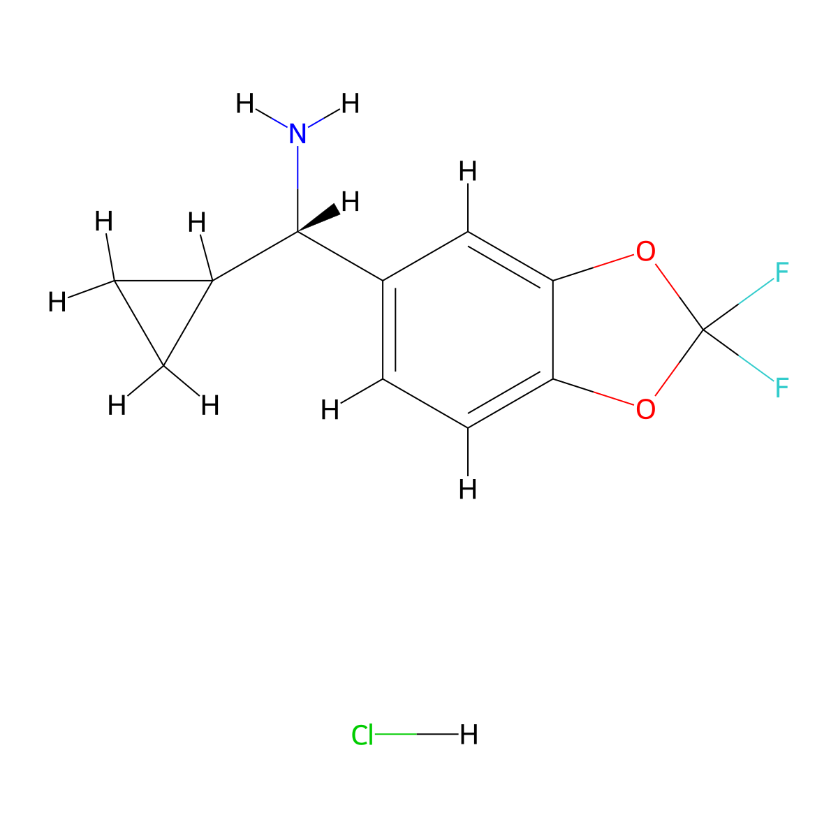 (S)-Cyclopropyl(2,2-difluorobenzo[D][1,3]dioxol-5-YL)methanamine hydrochloride molecular structure, CAS 2708343-78-4