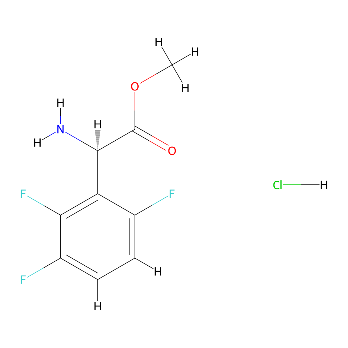 Methyl (R)-2-amino-2-(2,3,6-trifluorophenyl)acetate hydrochloride molecular structure, CAS 2708343-82-0