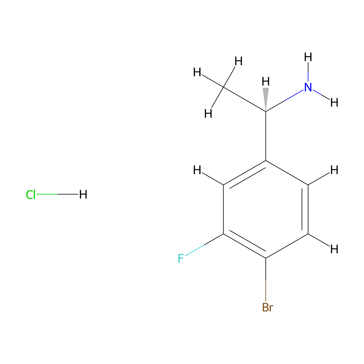 (R)-1-(4-Bromo-3-fluorophenyl)ethan-1-amine hydrochloride molecular structure, CAS 2708343-89-7