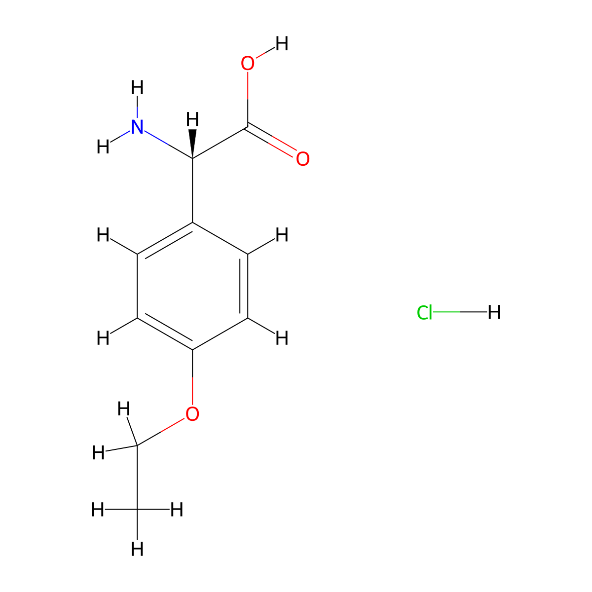 (S)-2-Amino-2-(4-ethoxyphenyl)acetic acid hydrochloride molecular structure, CAS 2708343-93-3