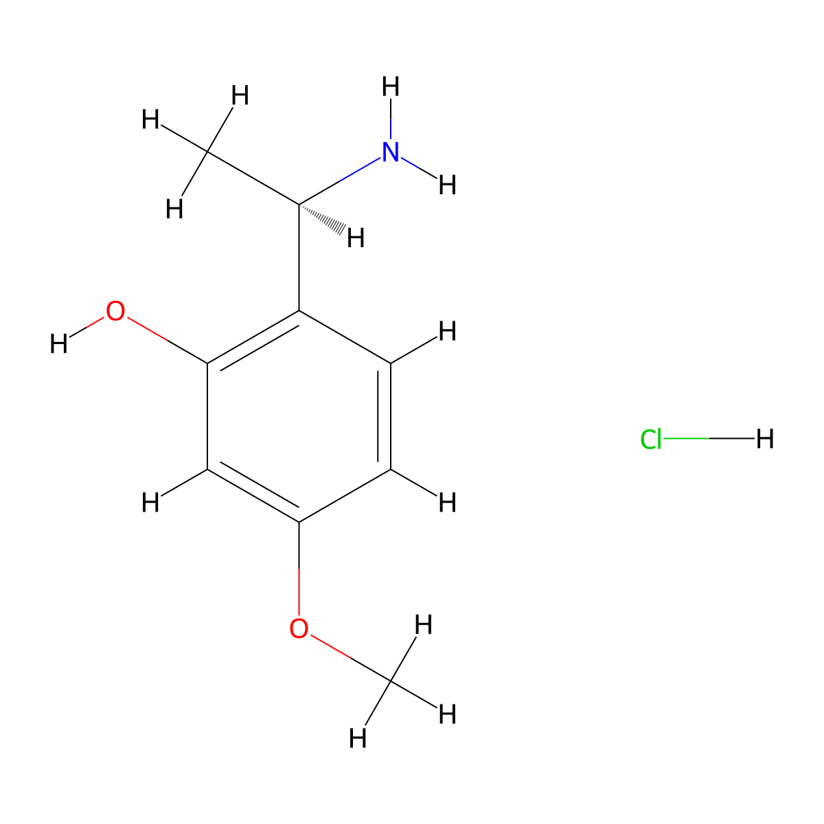 (R)-2-(1-Aminoethyl)-5-methoxyphenol hydrochloride molecular structure, CAS 2708343-96-6