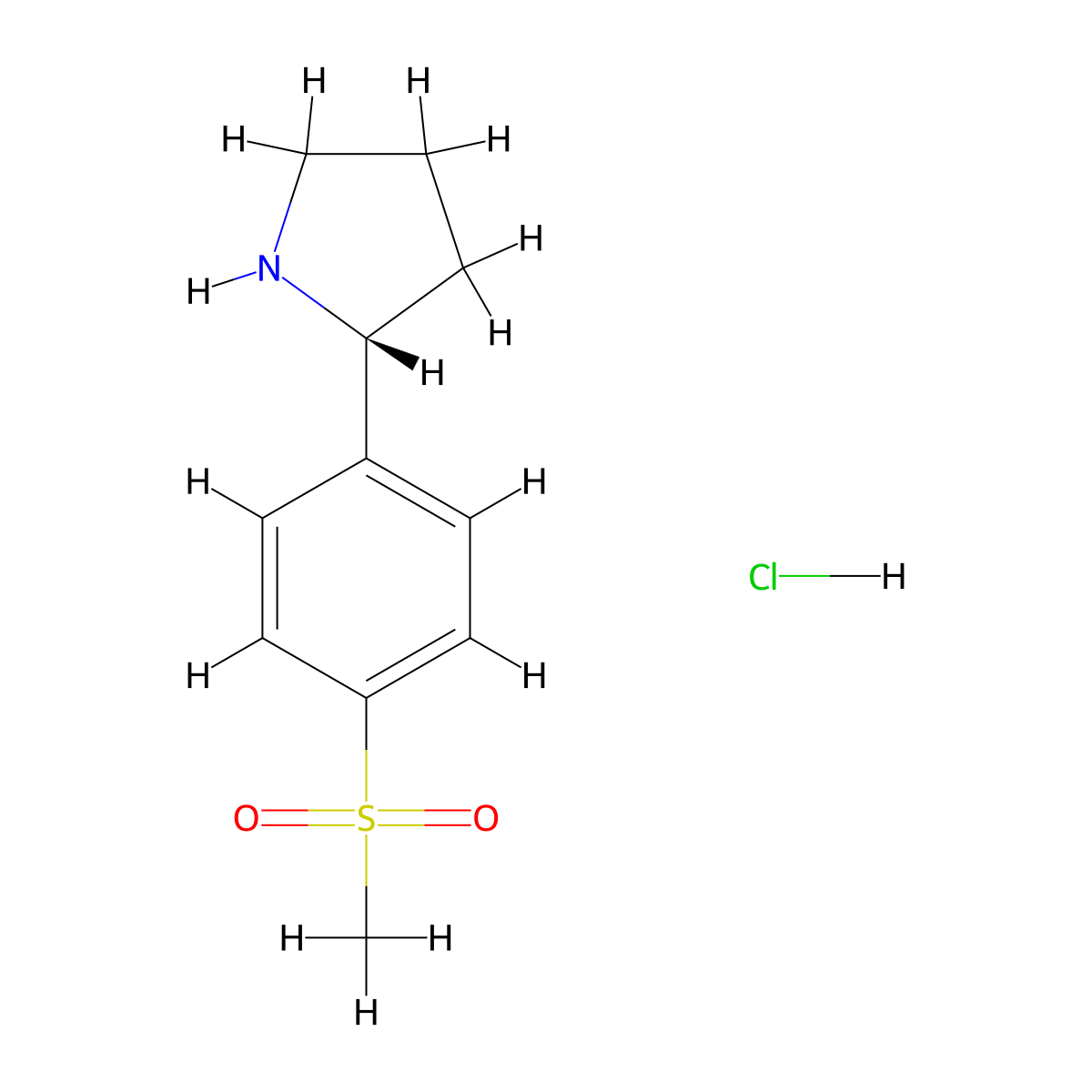 (R)-2-(4-(Methylsulfonyl)phenyl)pyrrolidine hydrochloride molecular structure, CAS 2708343-97-7
