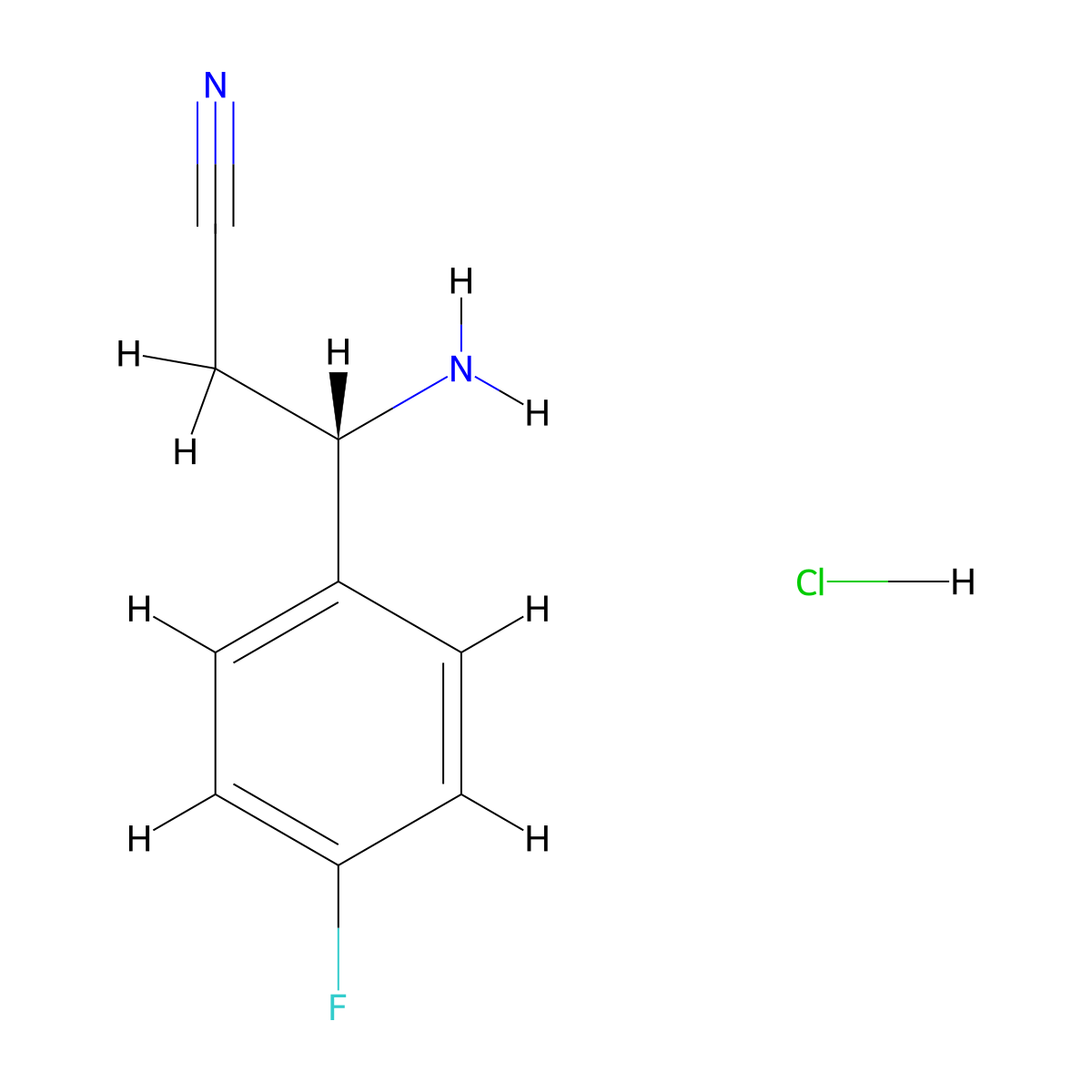 (S)-3-Amino-3-(4-fluorophenyl)propanenitrile hydrochloride molecular structure, CAS 2708344-00-5
