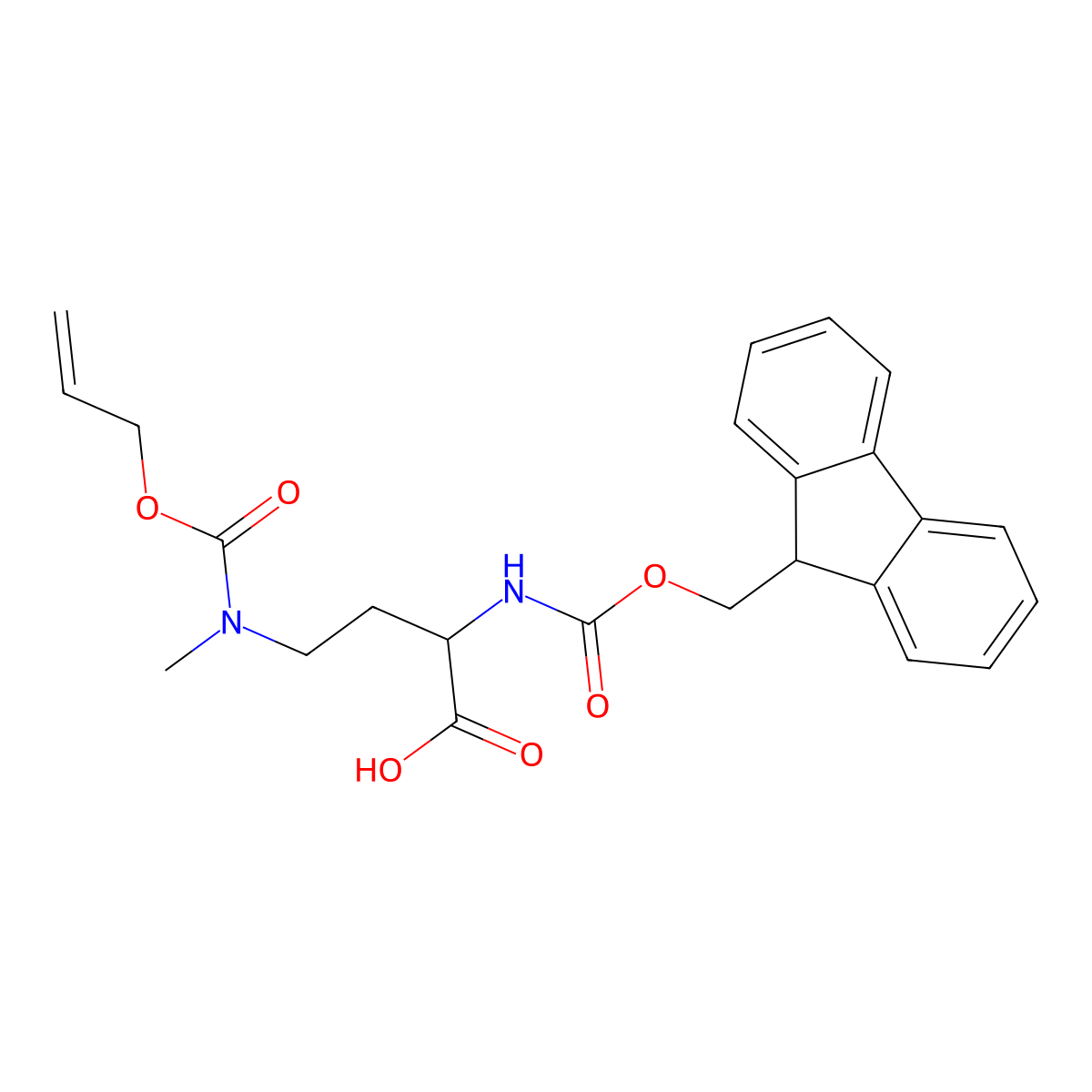 (S)-2-((((9H-fluoren-9-yl)methoxy)carbonyl)amino)-4-(((allyloxy)carbonyl)(methyl)amino)butanoic acid molecular structure, CAS 2708344-13-0