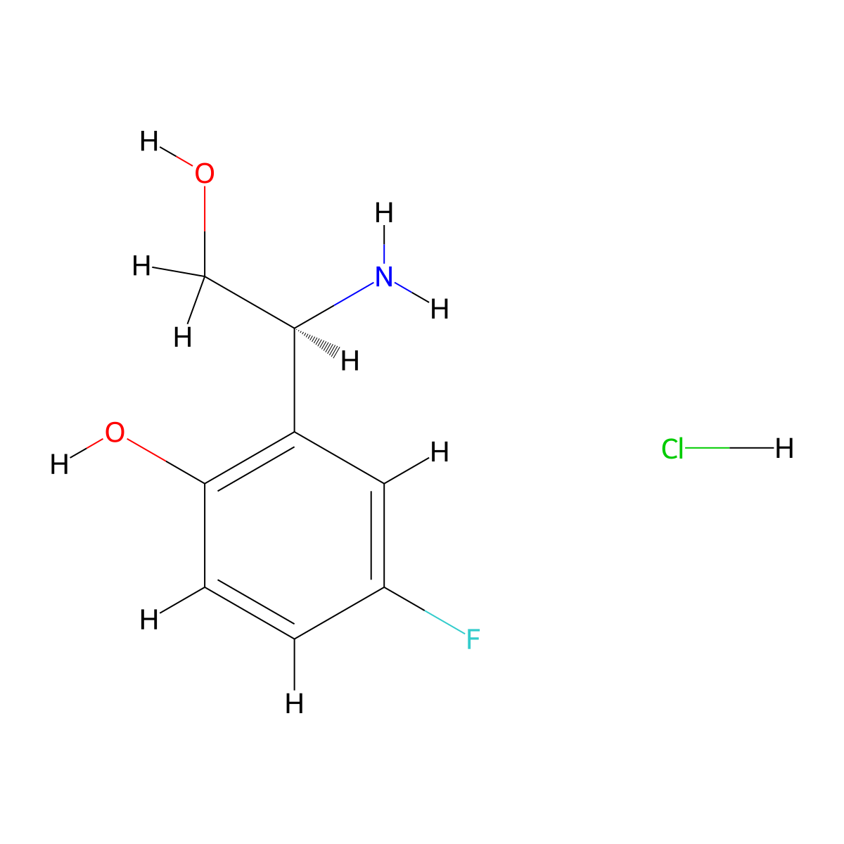 (S)-2-(1-Amino-2-hydroxyethyl)-4-fluorophenol hydrochloride molecular structure, CAS 2708344-27-6
