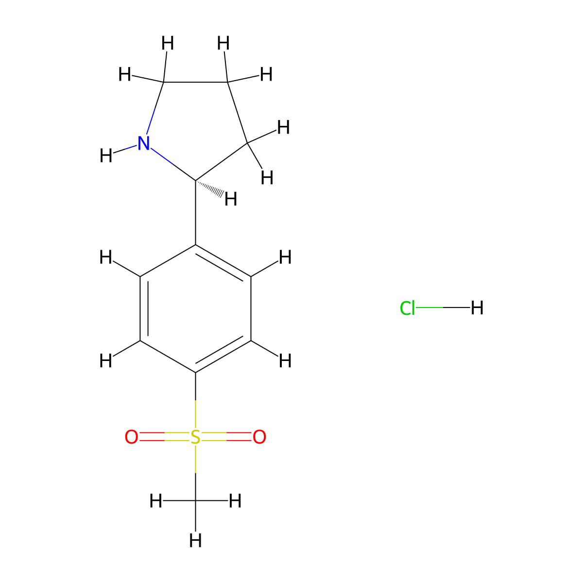 (S)-2-(4-(Methylsulfonyl)phenyl)pyrrolidine hydrochloride molecular structure, CAS 2708344-28-7