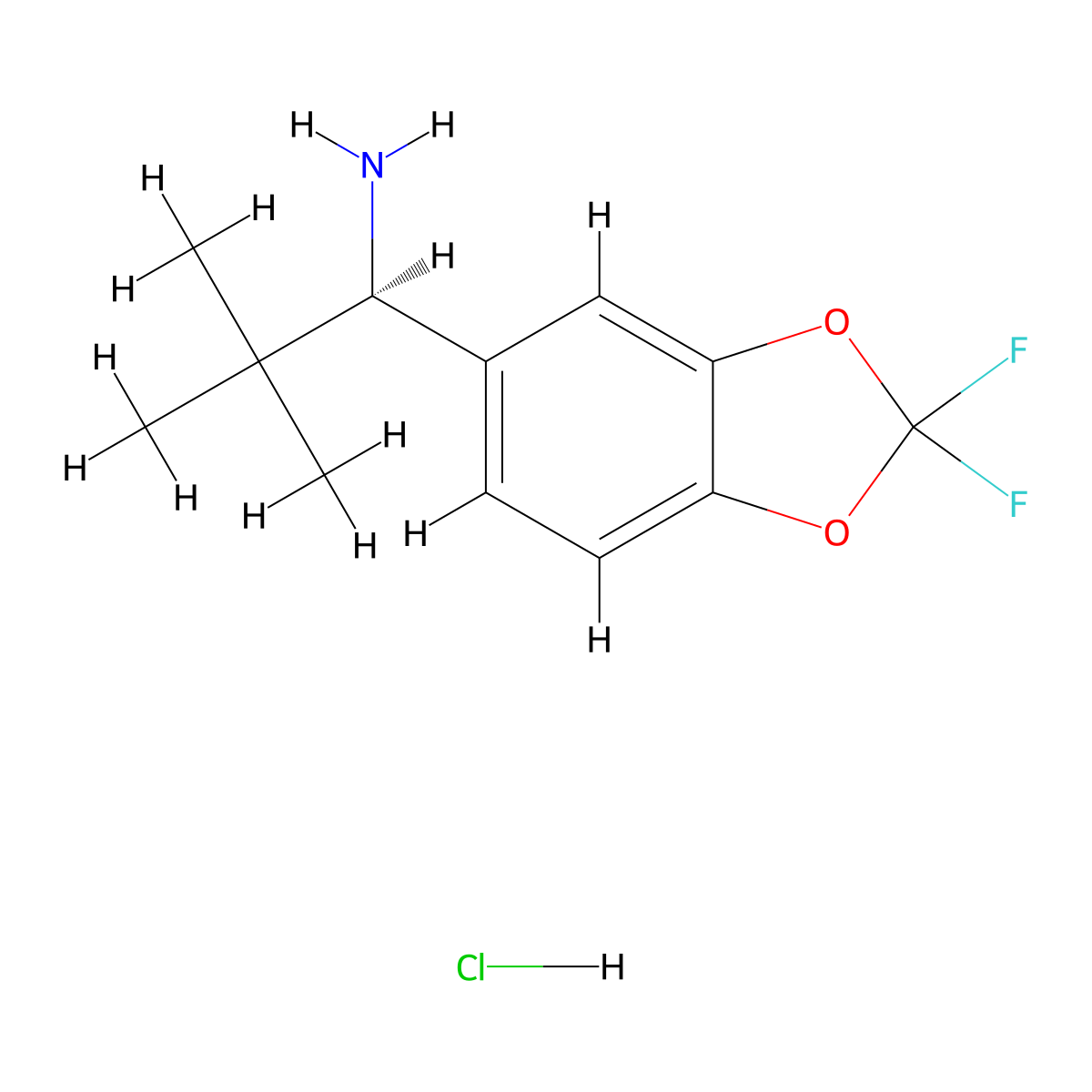 (R)-1-(2,2-Difluorobenzo[D][1,3]dioxol-5-YL)-2,2-dimethylpropan-1-amine hydrochloride molecular structure, CAS 2708344-36-7