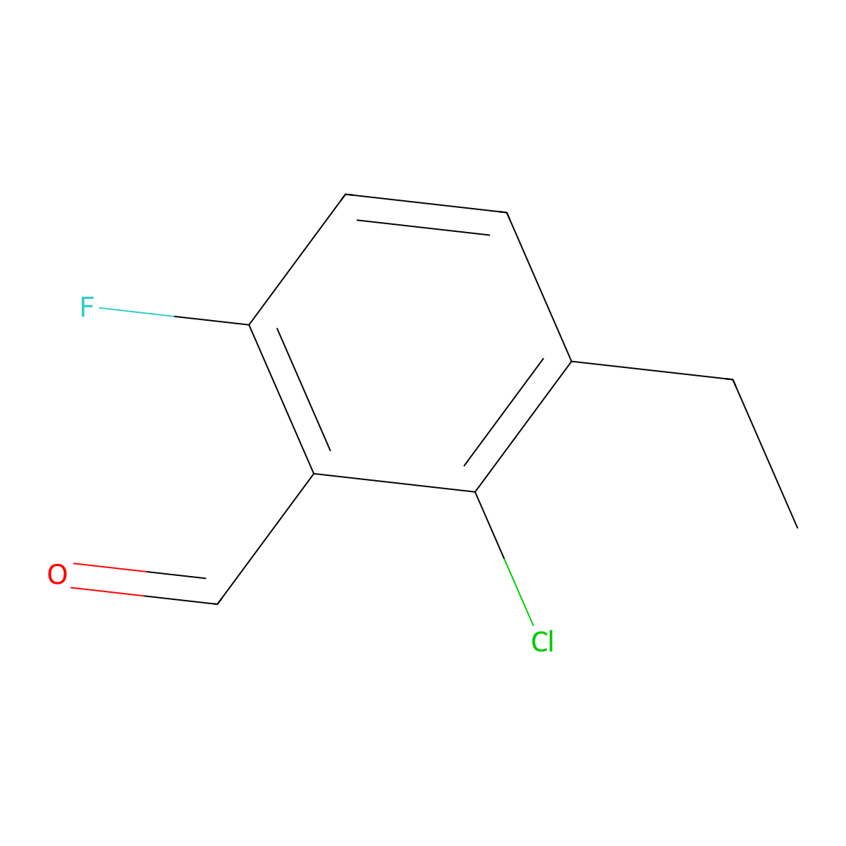 2-Chloro-3-ethyl-6-fluorobenzaldehyde molecular structure, CAS 2708457-78-5