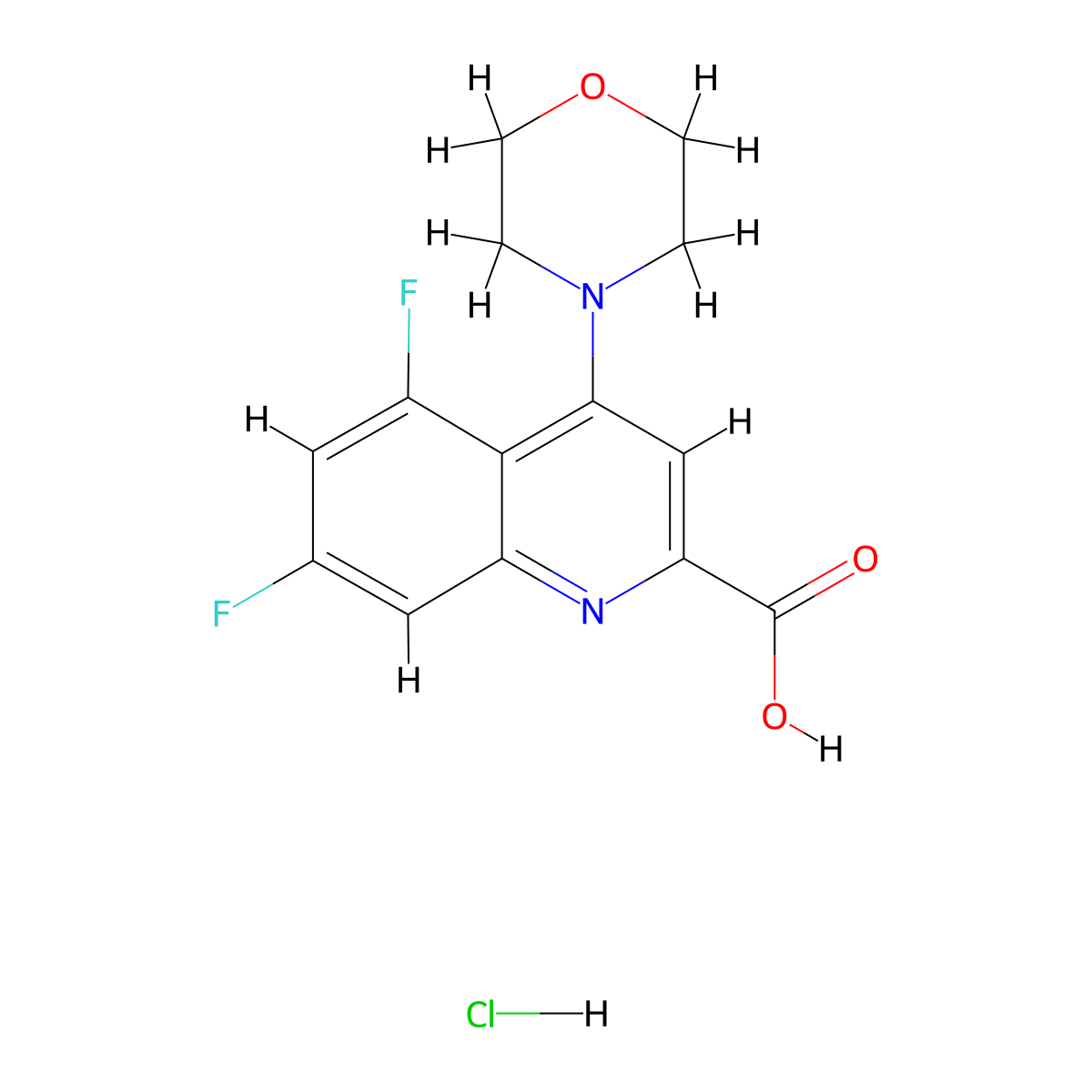 5,7-Difluoro-4-morpholin-4-ylquinoline-2-carboxylic acid hydrochloride molecular structure, CAS 2708483-83-2