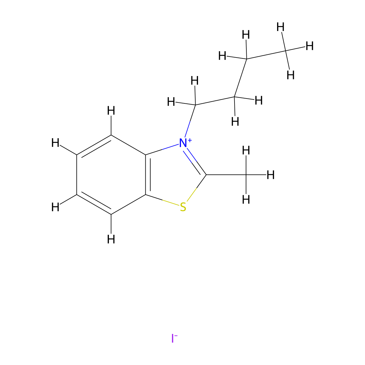 Benzothiazolium, 3-butyl-2-methyl-, iodide molecular structure, CAS 27086-49-3
