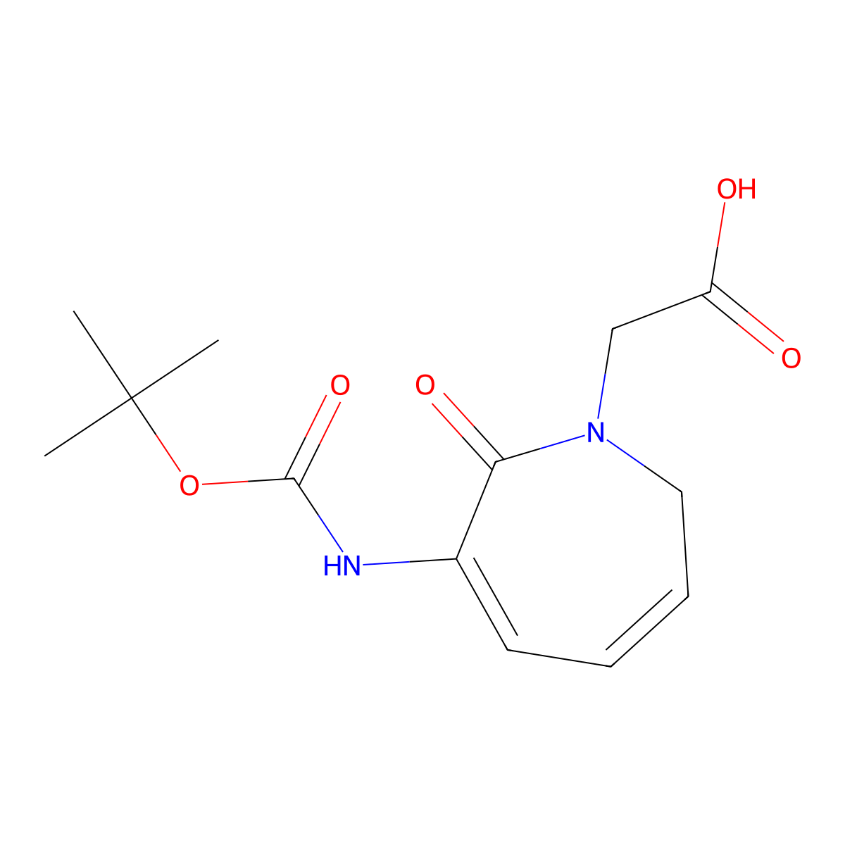(R)-3-(Boc-amino)-2-oxo-1-azepine-acetic acid molecular structure, CAS 2708673-87-2
