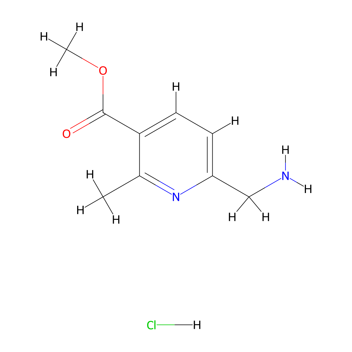 Methyl 6-(aminomethyl)-2-methylpyridine-3-carboxylate hydrochloride molecular structure, CAS 2708693-72-3