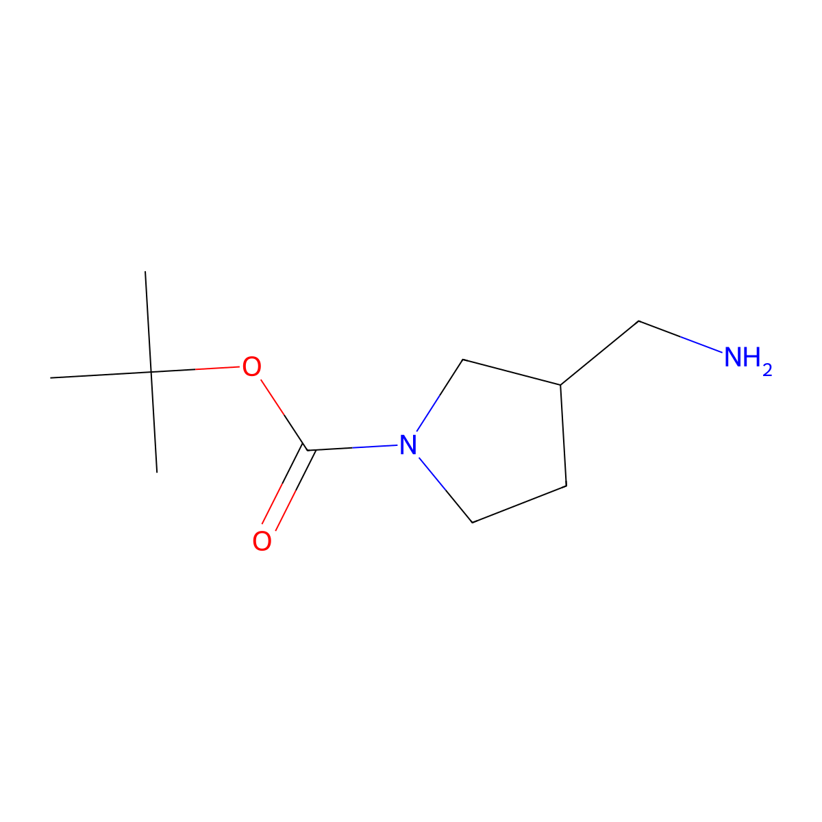 tert-Butyl 3-(aminomethyl)pyrrolidine-1-carboxylate molecular structure, CAS 270912-72-6