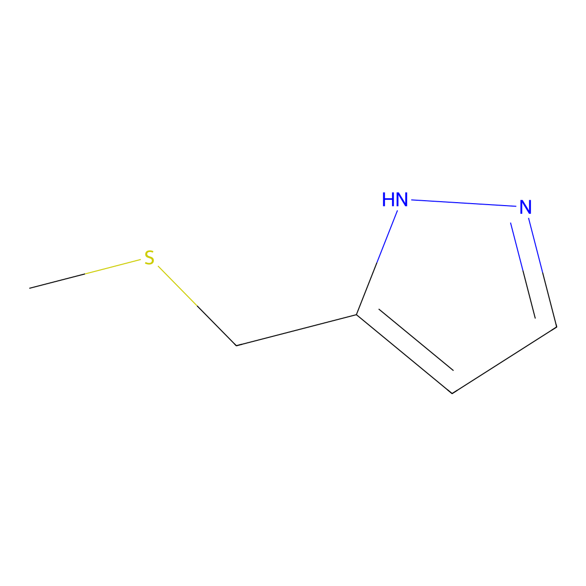 3-[(Methylsulfanyl)methyl]-1H-pyrazole molecular structure, CAS 270920-35-9