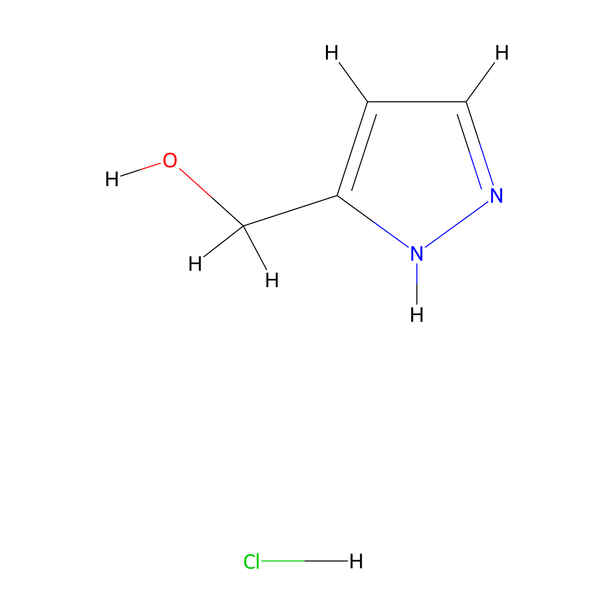 (1H-Pyrazol-3-yl)methanol hydrochloride molecular structure, CAS 270920-41-7